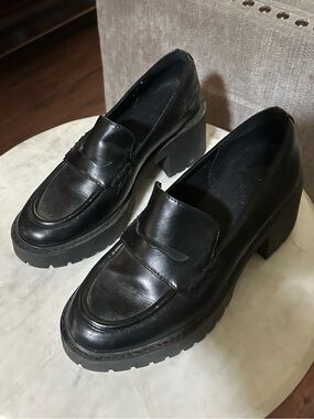 Target Black Chunky Heel Penny Loafers